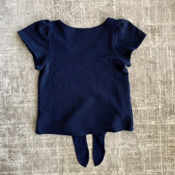 LAST CHANCE Black & Blue Front Tie Top - Picture 2 of 6